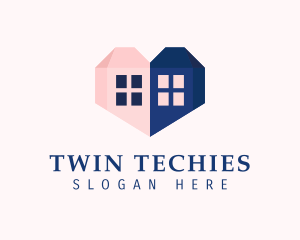 Heart Twin Houses logo design