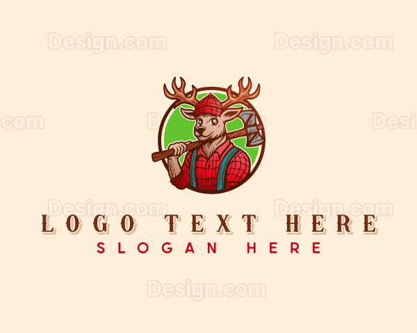 Lumberjack Deer Woodwork Logo