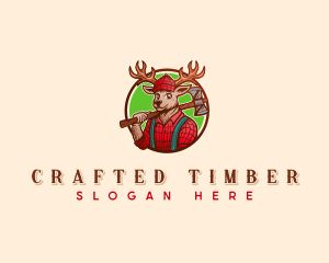 Lumberjack Deer Woodwork logo design