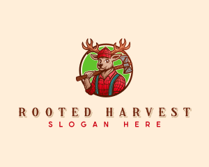 Lumberjack Deer Woodwork logo design