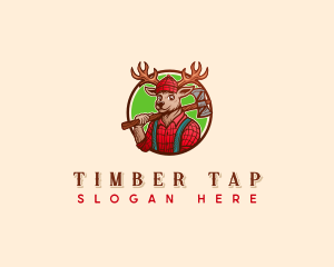 Lumberjack Deer Woodwork logo design