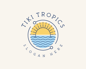 Tropical Beach Badge logo design