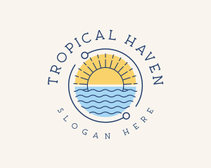 Tropical Beach Badge logo design