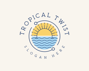 Tropical Beach Badge logo design