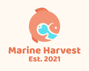 Round Orange Fish logo design