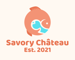 Round Orange Fish logo design