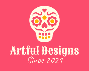 Decorative Mexican Skull logo design
