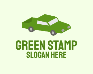 Green Isometric Pickup Truck logo design