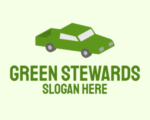 Green Isometric Pickup Truck logo design