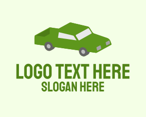 Car - Green Isometric Pickup Truck logo design