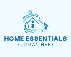 Blue Pressure Washing Home logo design