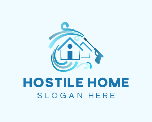 Blue Pressure Washing Home logo design