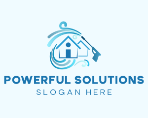 Blue Pressure Washing Home logo design