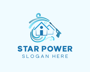 Blue Pressure Washing Home logo design