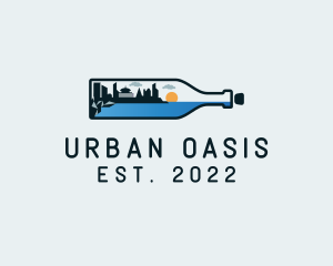 Urban Cityscape Bottle logo design