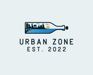 Urban Cityscape Bottle logo design