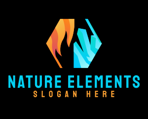 Flame Ice Hexagon logo design