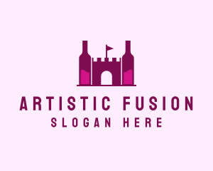 Wine Bottle Castle  logo design