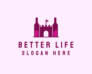 Wine Bottle Castle  logo design