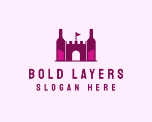 Wine Bottle Castle  logo design