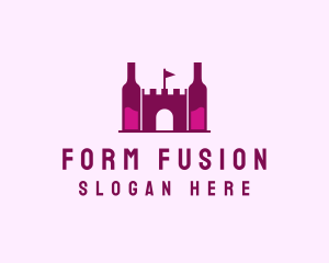 Wine Bottle Castle  logo design