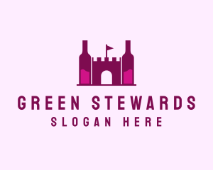 Wine Bottle Castle  logo design