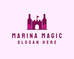 Wine Bottle Castle  logo design