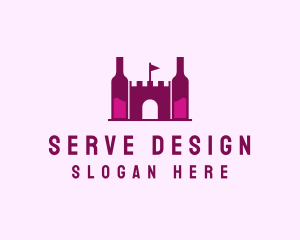 Wine Bottle Castle  logo design