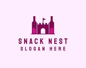 Wine Bottle Castle  logo design