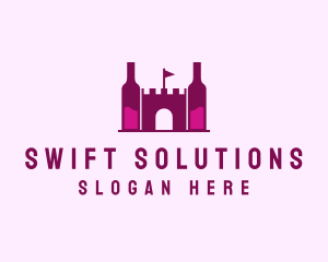 Wine Bottle Castle  logo design