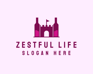 Wine Bottle Castle  logo design