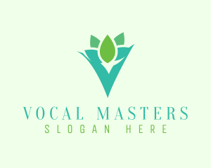 Botanical Flower Letter V logo design