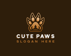 Lion Crown Paw logo design