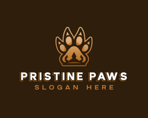 Lion Crown Paw logo design