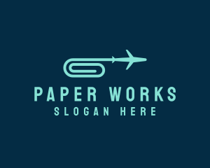 Paper Clip Airplane logo design