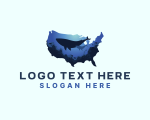 America Ocean Whale logo design