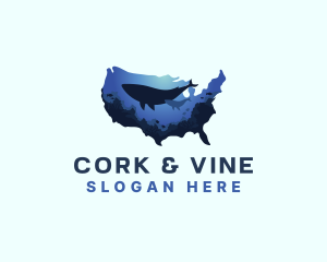 America Ocean Whale logo design