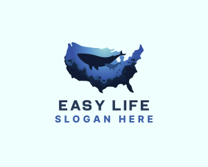 America Ocean Whale logo design