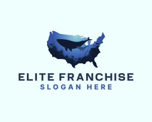 America Ocean Whale logo design