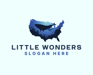 America Ocean Whale logo design