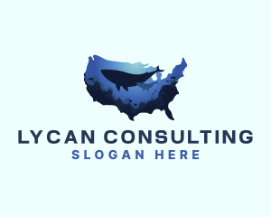 America Ocean Whale logo design