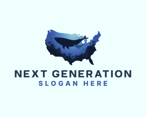 America Ocean Whale logo design