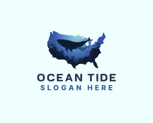 America Ocean Whale logo design