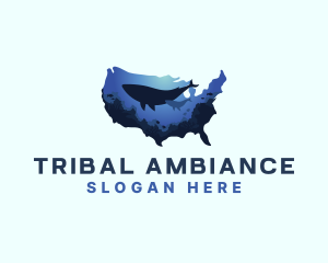 America Ocean Whale logo design