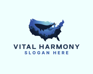 America Ocean Whale logo design