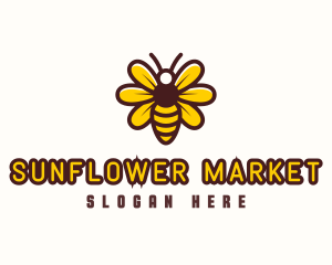 Bee Sunflower Insect logo design