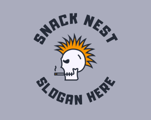 Smoke Mohawk Skull logo design