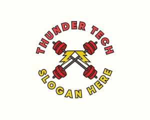 Thunder Fitness Barbell logo design