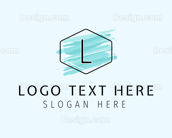 Hexagon Watercolor Brush Logo