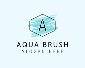 Hexagon Watercolor Brush logo design